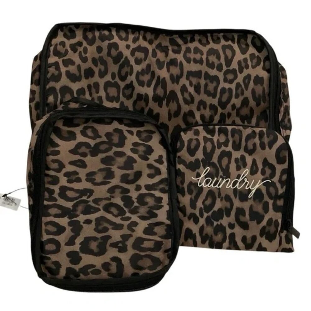 Chico’s Leopard Print 3-Piece Travel Set NWT $59.50 Packable Bags